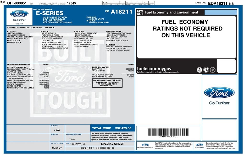 2014 Ford E-450SD E-450 Super Duty 158" DRW