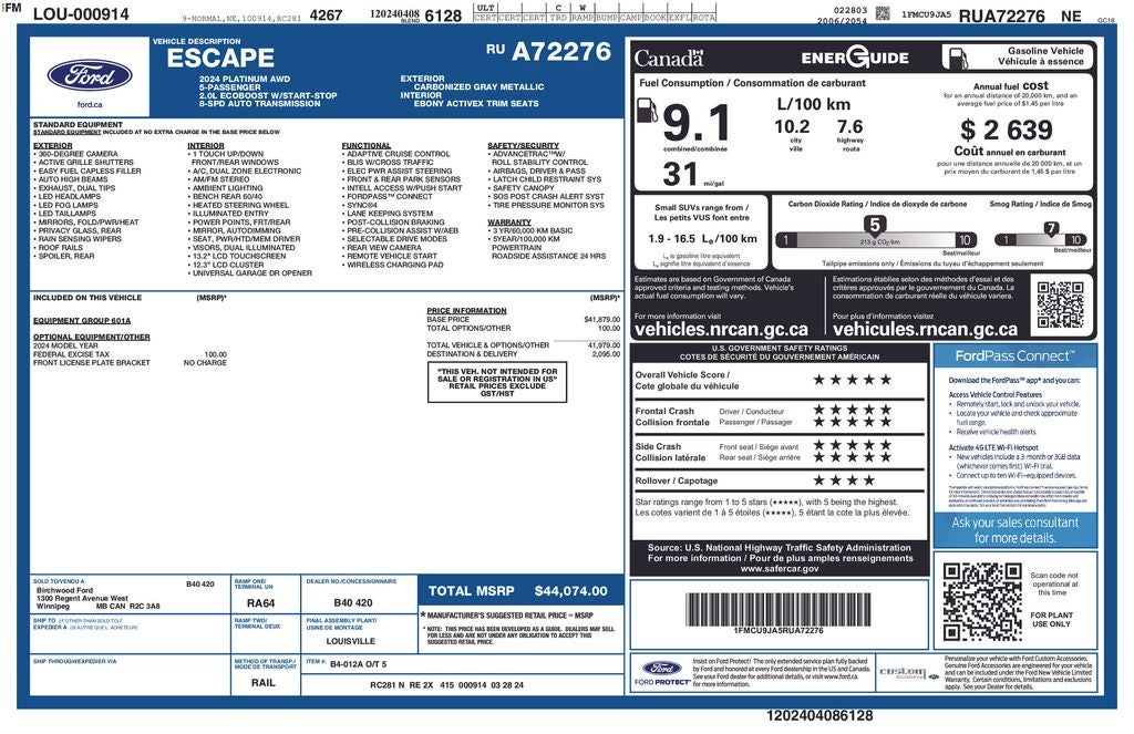 2024 Ford Escape Platinum