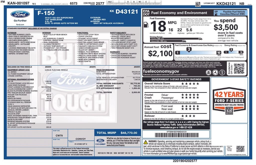 2019 Ford F-150 XL STX Sport
