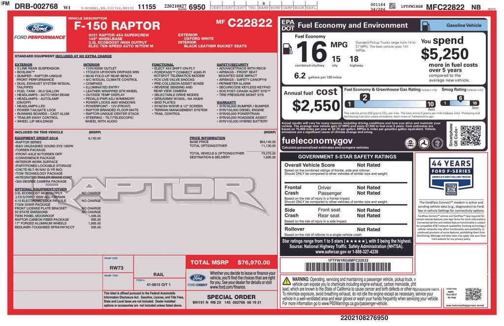 2021 Ford F-150 Raptor