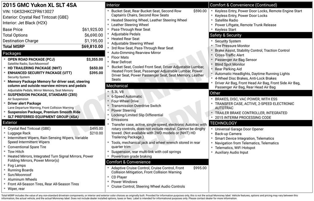 2015 GMC Yukon XL SLT 1500