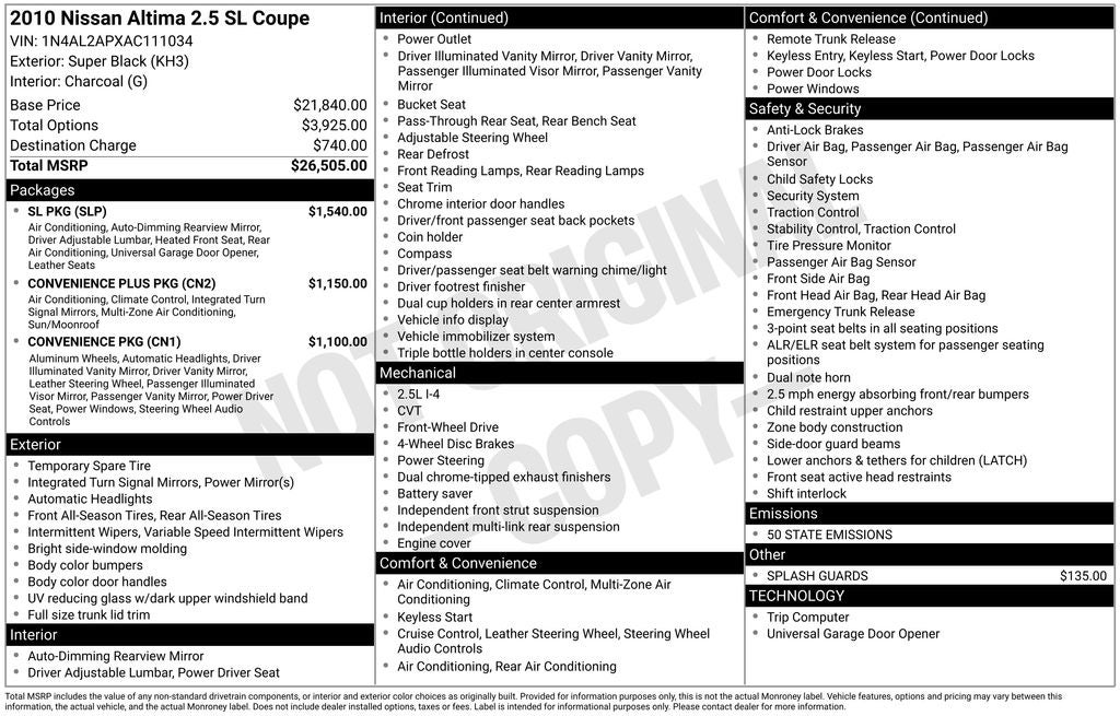 2010 Nissan Altima 2.5 SL