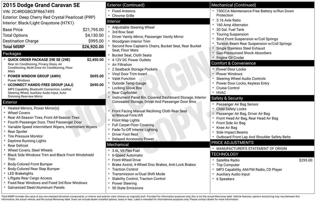 2015 Dodge Grand Caravan SE