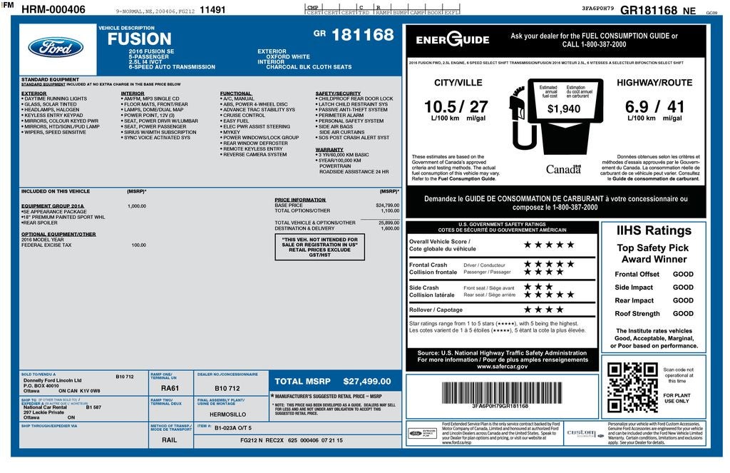 2016 Ford Fusion SE