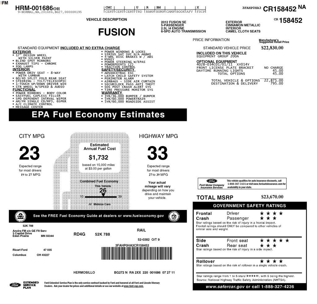 2012 Ford Fusion SE