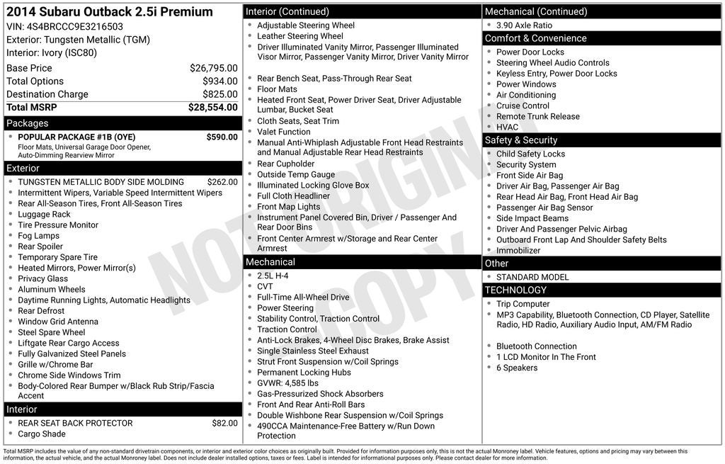 2014 Subaru Outback 2.5i Premium