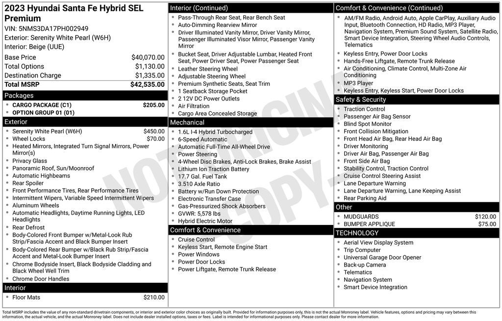 2023 Hyundai SANTA FE HYBRID SEL Premium