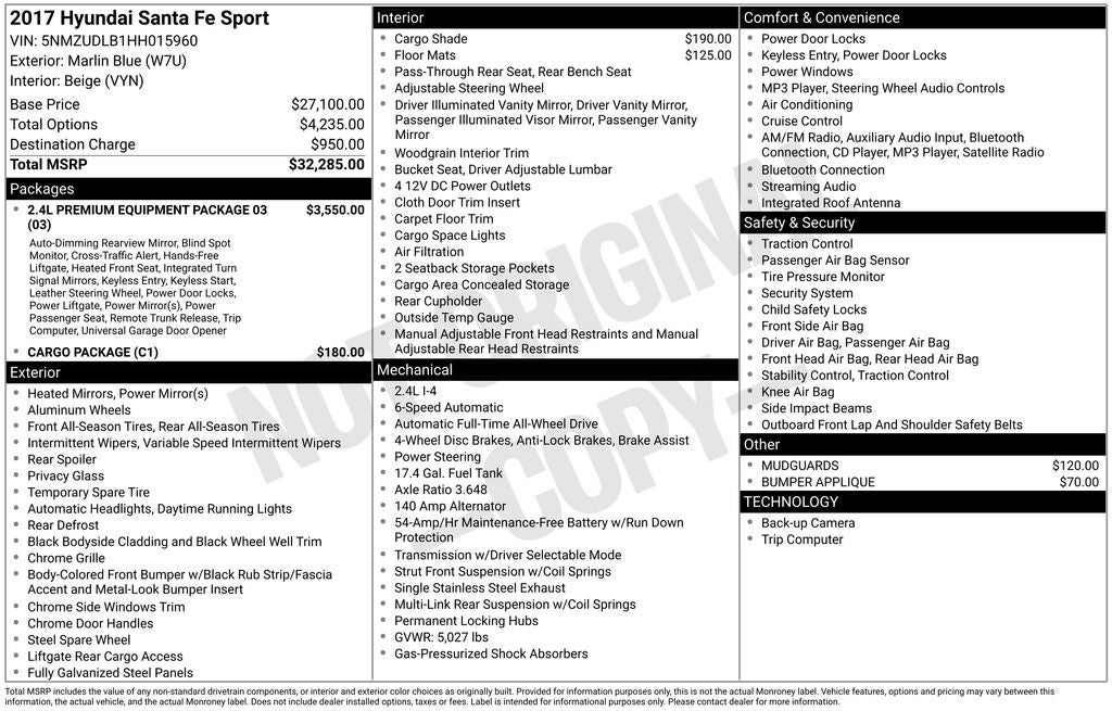 2017 Hyundai SANTA FE SPORT 2.4 Base