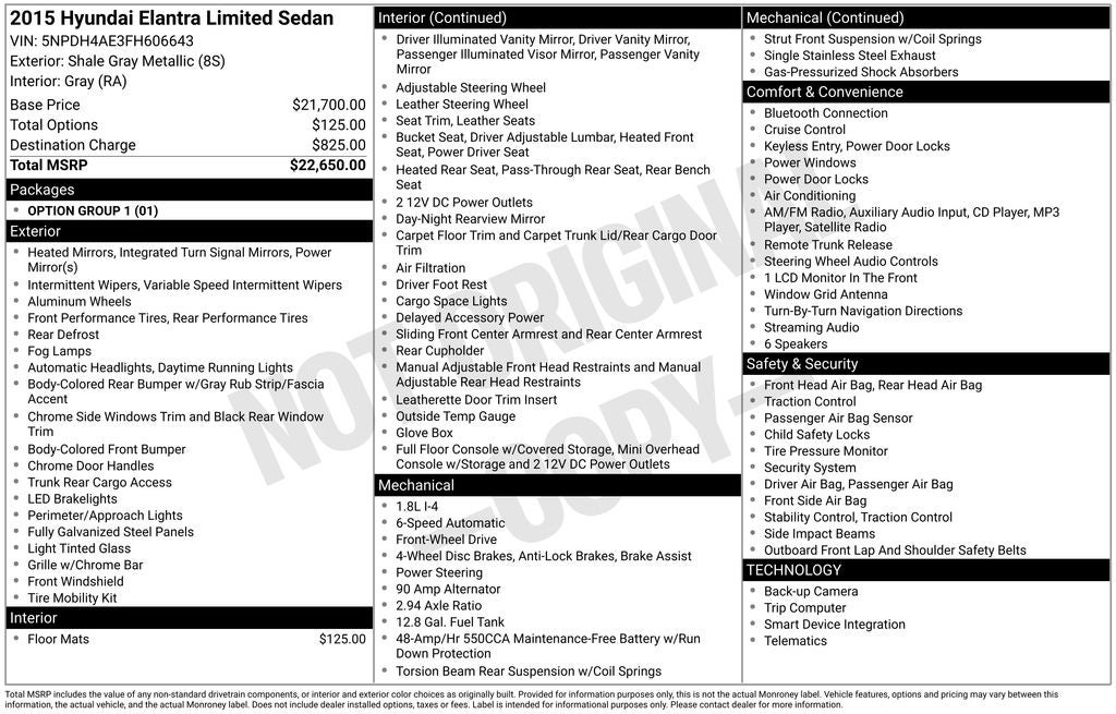 2015 Hyundai ELANTRA Limited