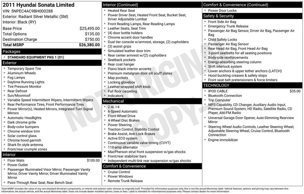 2011 Hyundai SONATA Ltd