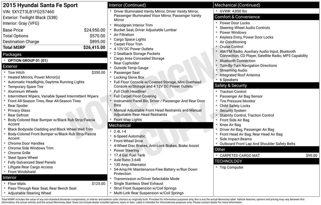 2015 Hyundai SANTA FE SPORT 2.4