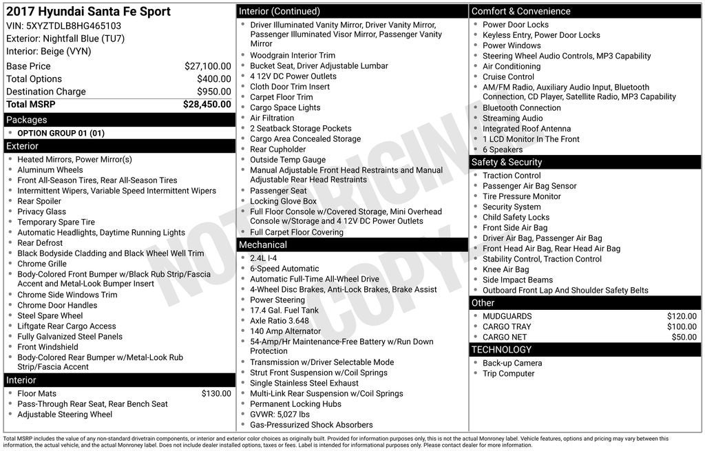 2017 Hyundai SANTA FE SPORT 2.4