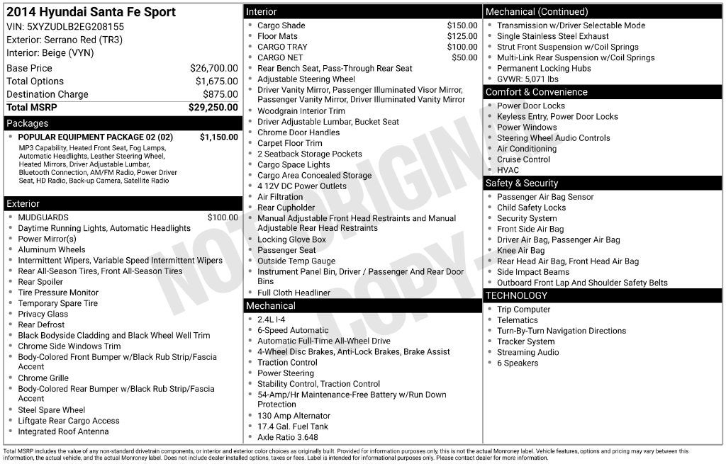 2014 Hyundai SANTA FE SPORT 2.4