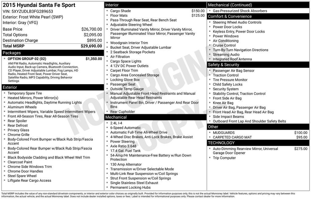 2015 Hyundai SANTA FE SPORT Base