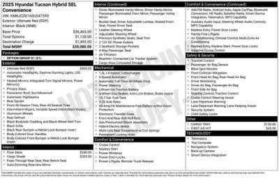 2025 Hyundai TUCSON HYBRID SEL Convenience