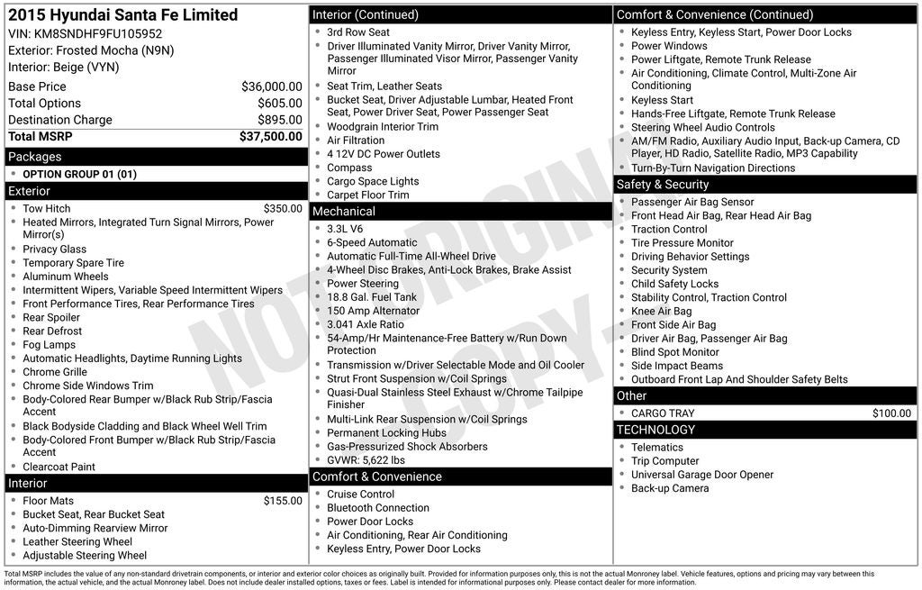 2015 Hyundai SANTA FE Limited