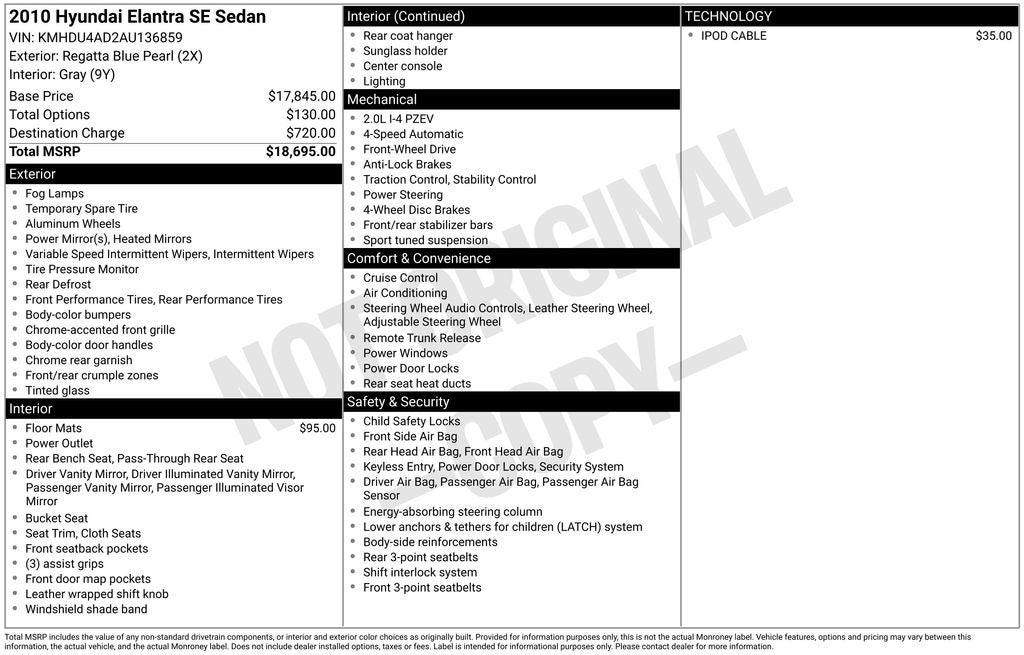 2010 Hyundai ELANTRA SE